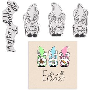 ABTOLS Easter Bunny Clear Stamps for Card Making, Flower Rabbit Clear Rubber Stamps Bunny Background Silicone Reusable Stamp for DIY Scrapbooking Paper Craft Album Decoration