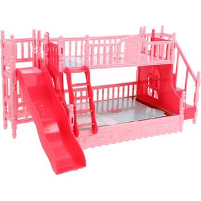 Dollhouse Furniture Bunk Bed ، 1:12 سرير اصطناعي 17 سم مصغرة سرير بطابقين مع سلم دمية صغيرة أثاث غرفة نوم مصغرة من طرازات السرير للطفل ، 27.50x15.00x14.00cm ، وردي