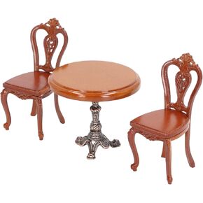 مجموعة كرسي طاولة الطعام Dollhouse ، إكسسوارات أثاث Birch Alloy Alloy Doll