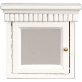 Dollhouse Miniature Mirrored White Medicine Cabinet