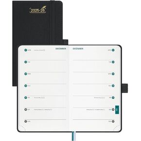 Bezend Pocket Planner 2025-2026 أسبوعيًا مع عمودين ، تقويم أكاديمي لمدة 18 شهرًا (25 يوليو 26 ديسمبر) ، موعد عمل الحياة ، جيب التخزين ، حامل القلم ، جلود جلدية 3.5 "× 6"-أسود-أسود