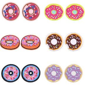 JKJF 12 Pcs Donut Pattern Embroidery Patches Doughnut Iron on Patches Sweet Food Sew On Applique Badge for Clothes Backpack Shoes Jacket Jeans Hat Dress - 6 Styles
