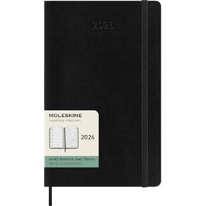 Moleskine Classic 12 Month 2026 Weekly Planner, Soft Cover, Large (5" x 8.25"), Black, 144 pages