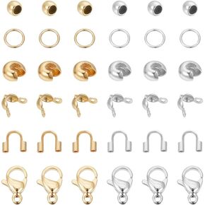 UniCraftale 2 ألوان من الفولاذ المقاوم للصدأ DIY مجوهرات صنع مجموعة 200PCS حبات الفواصل مع مشابك مخلب جراد البحر 40 بكسل مع وصي الأسلاك 40 بكسل وحماية لتصنيع المجوهرات