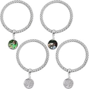 Framendino ، 4 Pack Sublimation Charms Charms Bracelets Round Round Fort