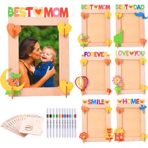 Thwas-Light Photo Photo Frame Kit-DIY Arts & Crafts Painting Kits للأطفال الذين تتراوح أعمارهم بين 8-12 6-8 ، هدايا الفتيات الفتيات عيد الفتيان ، 12 حزمة إطارات صور خشبية غير مكتملة لعيد الأب عيد الأم (رسالة)