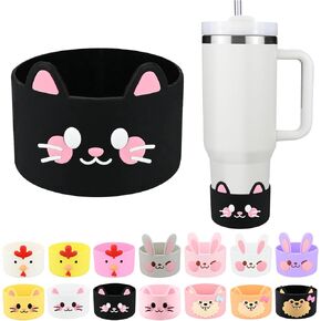 Cute Animal Silicone Boot for Stanley 40 oz Tumbler, Stanley Cup Bottom Protector Cover, Stanley Cup Boot 30 oz, Stanley Cup Accessories (Rabbit-White)