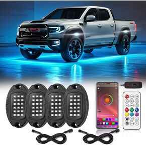 8Pods Chasing RGB LED Rock Lights Kit with Bluetooth APP/RF Remote Control, Dreamcolor Underglow Lights Addressable Multicolor Neon Lights 12v Waterproof for Trucks Jeep ATV UTV Offroad Golf Cart RZR