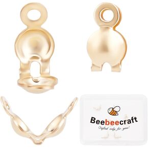 Beebeecraft 1 Box 6pcs Tips Bead Tips 14k Coverngle Brass Metal Coverns Covers Cofmshell Open Open Over Endcaps Crimp Beads Tip for Jewelry Making Bracelets Strailaces Arrings Diy Crafts Associory