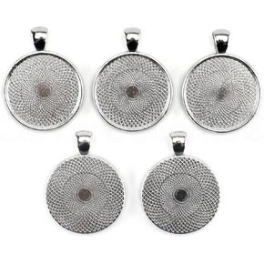 CleverDelights 25mm (1 ") صواني قلادة دائرية - لون بلاتينيوم الفضة - 50 حزمة
