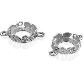 925 Sterling Silver Prendant Rays for Jewelry Making - 4 قطع من إعدادات الإطار ذات الجولة 10 مم مع حلقتين - إطارات فضية لصنع المجوهرات - مثالية للمعلقات والأقراط