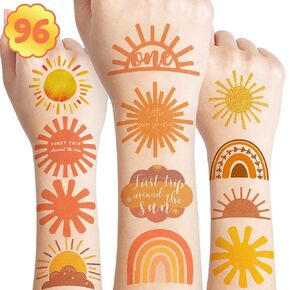 Sun First Boho Sun Favors Supplies Sunshine Themed Cute Stickers 8 Sheets 96 PCS Gifts for Baby Girls Boys Class School Carnival
