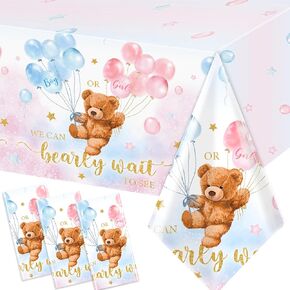 Grehumor Bear Baby Shower Tableroth - Brown Bear موضوع الجنس يكشف عن زينة الحفلات 42.5 × 70.8 في