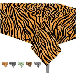 3PACK TIGER Stripe Tableroths for Party Decoration Animal Time Party tableroths jungle party table cover cover 3d print table cover ، jungle party supplies for party ، عيد ميلاد ، استحمام الأطفال (Tiger)