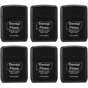 Baderke 6 Pack Dental Floss for Adults 30 M Waxed Oral Care Dental Floss for Family Pack Travel Teeth and Gum Protection Effective Plaque Removal, Shred Resistant, Slides Smoothly (White)