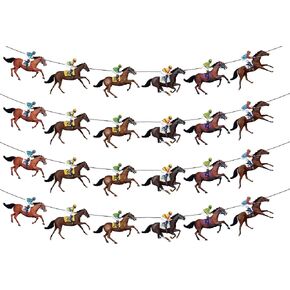 4 PCS Derby Party Banner ، Pre-Strung Horse Party Decorations Derby Decoration Garland Banner for Party Supplies
