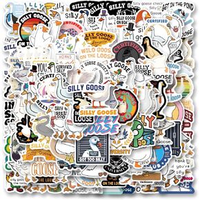 120pcs Silly Goose Stickers Pack, Cartoon Cute Vinyl Waterproof Decals for Water Bottle,Laptop,Phone,Skateboard,Scrapbooking,Bumper Gifts for Kids Teens Adults Fans for Party Supply