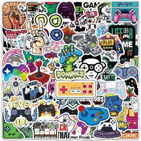 100pcs ملصقات ألعاب الفيديو ، شارات مقاومة للماء فينيل لزجاجات المياه ، ألعاب مع شارات Gamer إيجابية تحفيزية لشركة Teens Girls Computer Computer Cup
