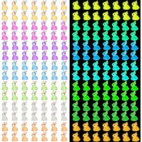 140pcs عيد الفصح مضيئة الراتنج الراتنج التمييزات 7 ألوان توهج في شخصيات راتنج صغيرة داكنة وضعت صيف جنية الملحقات ديوراما زخرفة للحديقة دمية الحرف ديي