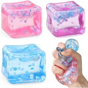 لعبة Ice Cube Toy لجميع الأعمار: 3 PCS ألعاب التململ الحسية ، كرات الإجهاد المربعة ، جوائز الفصول الدراسية ، هدية مكعبات الإغاثة من القلق للأطفال البالغين