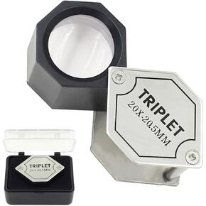 Rongon 20X Jewelers Loupe Magnifiers Folding Handheld Magnifying Glasses Pocket Magnifying Lens Optical Glass for Inspecting Diamonds Jewelry Gemstones Maps