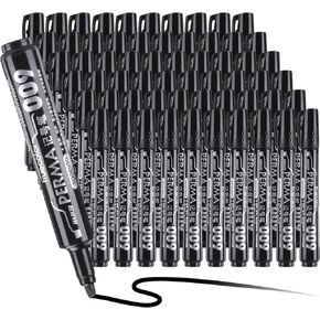 Thenshop 60 PCS علامات دائمة باكسامو جومبو دائمة تعيين علامات الطلاء السوداء علامات تلميح علامات الحجم جامبو على علامات دائمة كبيرة علامات الملصق