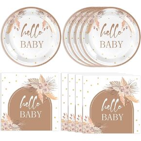 40PCS Wood Grain Party Supplies Wood Grain Paper Plates Napkins Rustic Wood Slice Tableware Set for Hunting Camping Western Barn Baby Shower Lumberjack Theme Birthday Party Decorations in Kuwait