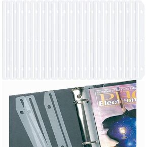60pcs semi Transparent White Binder Magazine Clip for 3-Hole Punched Plastic Magazine Organizer