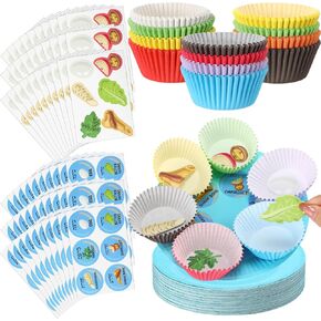 JINGMORE 30 SETS FARDER SEDER PLAY CRAFT CRAFT تشمل 30 لوحات ورق SEDER 300 CUPCAKE TRAYS 30 بطاقات الطعام 30 ملصقات لوحة SEDER
