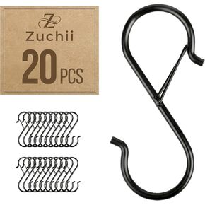 60 Pcs S Hooks for Hanging Safety Buckle, 3.5 Inch Stainless-Steel Heavy Duty S Hooks,Hanging Plants for Closet Hooks, Kitchen Pot Rack, S Hooks Hanging for Kitchen Utensils, Pots and Pans (60pc)