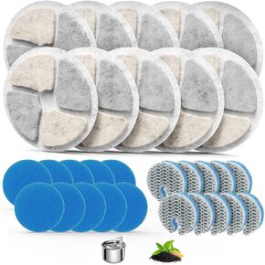 مرشحات نافورة مياه الفولاذ المقاوم للصدأ ، 5 مرشحات استبدال حزمة تناسب النافورة الأليفة التلقائية 2L/67 أوقية ، مرشح مع نظام ترشيح ثلاثي (5+5+5) in Kuwait