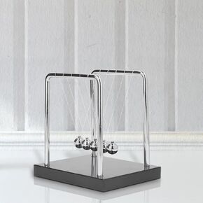 كرات التوازن في Newtons Cradle ، كرات متأرجحة مع قاعدة سوداء ، Newtons Pendulum ، Newton Newton Ball Ball Physics Science Swinging Ball Office Decoration (Black)