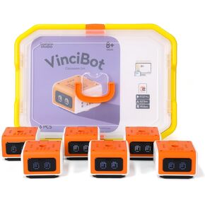 مجموعة فصول فينكيبوت مع 6 مجموعات من روبوت تشفير Vincibot والمواد التعليمية الغنية للوازم المدرسي من الدرجة 2-7 ، Scratch & Python Robot STEM التعليم للأطفال الأعمار من 8 إلى 12