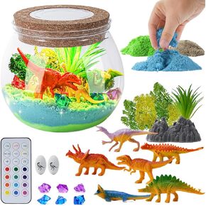 Ideasshop Dinosaur Light Up Terrarium Kit للأطفال ، والفنون التعليمية للفنون الحرف والحرف العلمية مجموعات ، وأطفال ألعاب الديناصورات عيد ميلاد للأولاد الأعمار 4 5 6 7 8