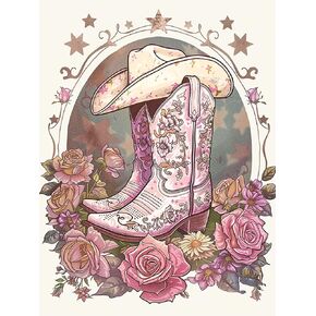 Reofrey DIY Diamond Art Kits for Adults Western, High Heels Full Drill Round Rhinestone Diamond Painting Kits, Cross Stitch Embroidery Canvas for Crafts Home Wall Decor 30x40cm