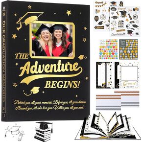 Pasimy Graduation Scrapbook Kit A4 Photo Photo ألبوم 60 صفحة قابلة للإزالة DIY Memory Scrap Book ألبوم صور مع الملصقات يحمل 4x6 5x7 8x10 صور لفئة الدراسات العليا من 2025 التخرج (2025)
