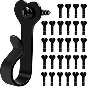 30 Pack String Light Hooks, Stainless Steel Hooks for Outdoor String Lights，Screw in Lights Clips for Light Wire Outside Hanging Fairy Lights, Wall Decor Ornaments, Wind Chimes, Plants