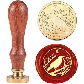 1pc Raven Branses Wax Seal Stamps Crow Searing Wax Stamps Gift لعيد الميلاد ختم الشمع ختم الختم 30 مم قابلاً للإزالة مع مقبض خشبي لاستدعاء المظروف