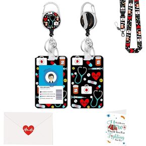 Nurse Week Gifts,Nurse Id Badge Holder&Cute Medical Thank You Card Gift Sets, Medical Field Work Doctor Teacher Women Gifts，Grad Gifts