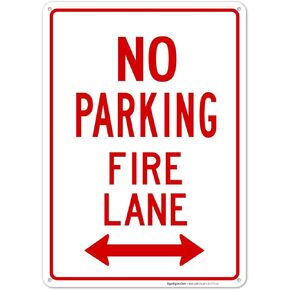Sigo Signs No Parking Fire Lane Bidirectional Arrow Sign, 12x18 Inches, 3M EGP Reflective .063 Aluminum, Fade Resistant, Made in USA