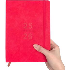 Daily Planner 2025-2026 ، المخطط الأكاديمي 2025-2026 مخطط أسبوعي وشهري ، كتاب تقويم مع جدول زمني بالساعة 8.5 "× 5.8" ، يوليو 2025 إلى يونيو 2026 ، غطاء جلدي فو (أسود)