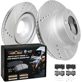 WEIZE Front and Rear Brake Rotor Kit for Toyota Sienna 2011-2020, Highlander 2014-2019, Lexus RX350 RX450H 2010-2015, Carbon Fiber Ceramic Brake Pads Quiet Performance Disc Replacement