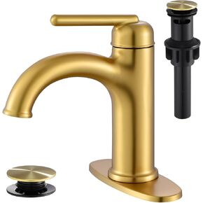 Bathroom Faucet Matte Black Brass Bathroom Sink Faucet with Pop-up Drain Single Handle Vanity Faucet with Deck 1 or 3 Hole
