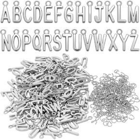 Vicroic 156 PCS Silver A-Z Alphabet Charms و Metal Letter Starms for DIY Bracelet and Necklace Making