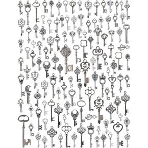 Jialeey 125pcs مفاتيح الهيكل العظمي عتيقة ، سحر STEAMPUNK SIVARIS