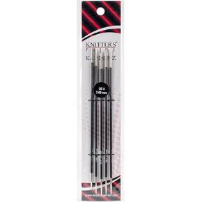 Knitter's Pride 515819-Carbonz إبر مدببة مزدوجة 6 "، حجم 0/2mm ، أسود