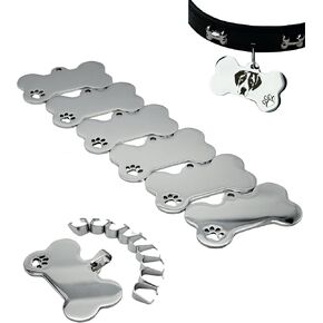 Blank Dog Tags 10PCS Smooth Edges Stainless Steel Blank Bone Shape Dog Tags Sublimation-Ready Pet Tag Pet ID Tag for Dogs Sublimation Dog Tag Blanks Laser Engraving Metal 1.9 x 1in