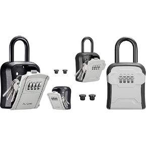 PUROMA 2 PACK مجموعة محمولة LOCKBOX مربع تخزين مفتاح مثبت على الحائط لمفاتيح المنزل ، وصندوق توصيل محمول مع رمز قابل لإعادة الاستخدام
