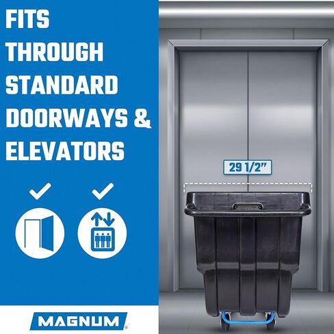 Magnum Tilt Truck, 1 Cu. Yd. Covered Capacity Dump Cart with Non-Marking 12" Wheels & 5" Casters for Jobsites, 800 lbs, Trash Cart with Wheels DUC100-12-NM in Kuwait