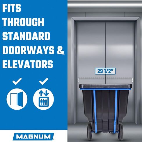 Magnum Tilt Truck, 1 Cu. Yd. Covered Capacity Dump Cart with Non-Marking 12" Wheels & 5" Casters for Jobsites, 800 lbs, Trash Cart with Wheels DUC100-12-NM in Saudi Arabia